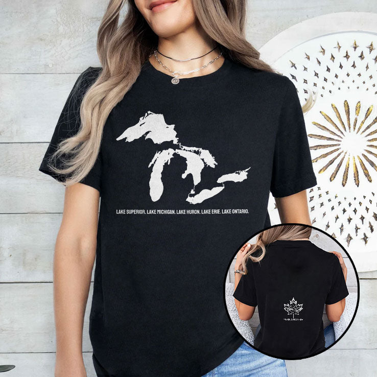 Great Lakes Map Lake Superior Lake Michigan Lake Huron Lake Erie Lake Ontario T Shirt