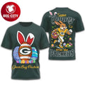 Green Bay Packers Easter Bunny Football Graphic Two Sided Shirt Unisex