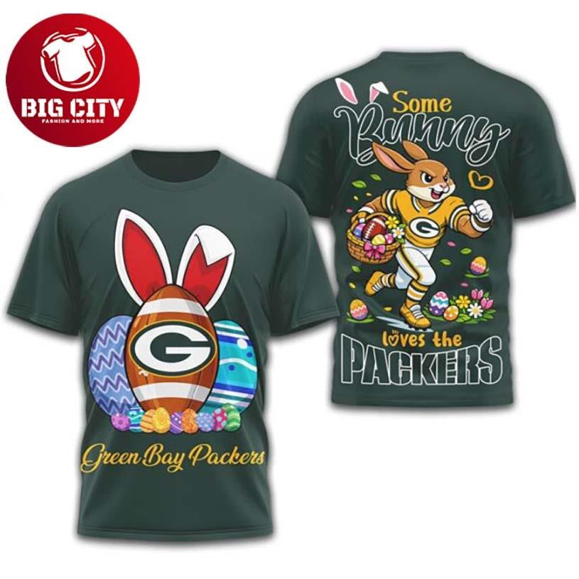 Green Bay Packers Easter Bunny Football Graphic Two Sided Shirt Unisex