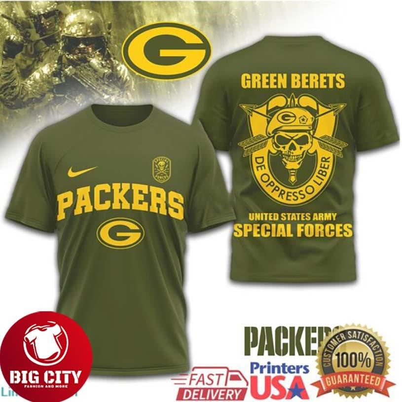 Green Bay Packers Green Berets US Army Special Forces Military Two Sided Shirt Unisex