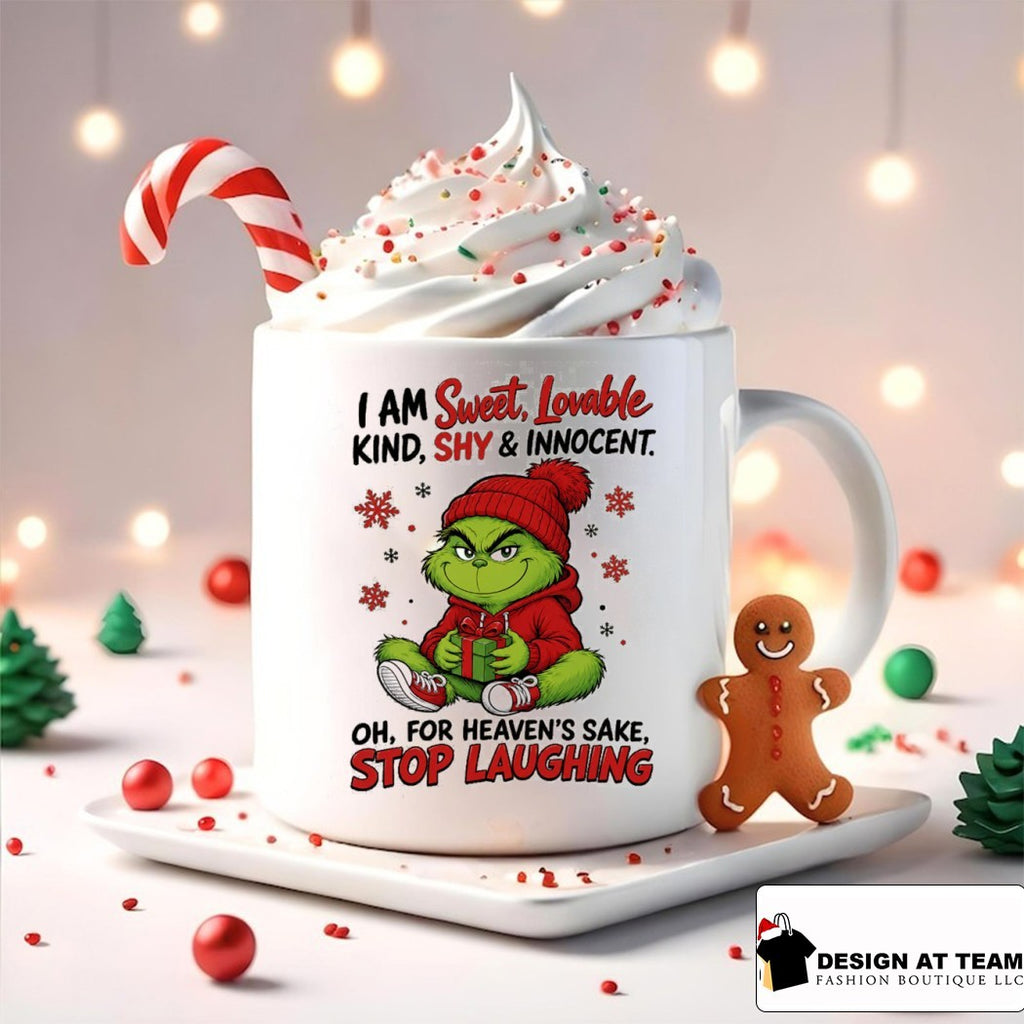 Grinch Christmas I am sweet lovable kind shy innocent oh for heaven’s sake stop laughing shirt