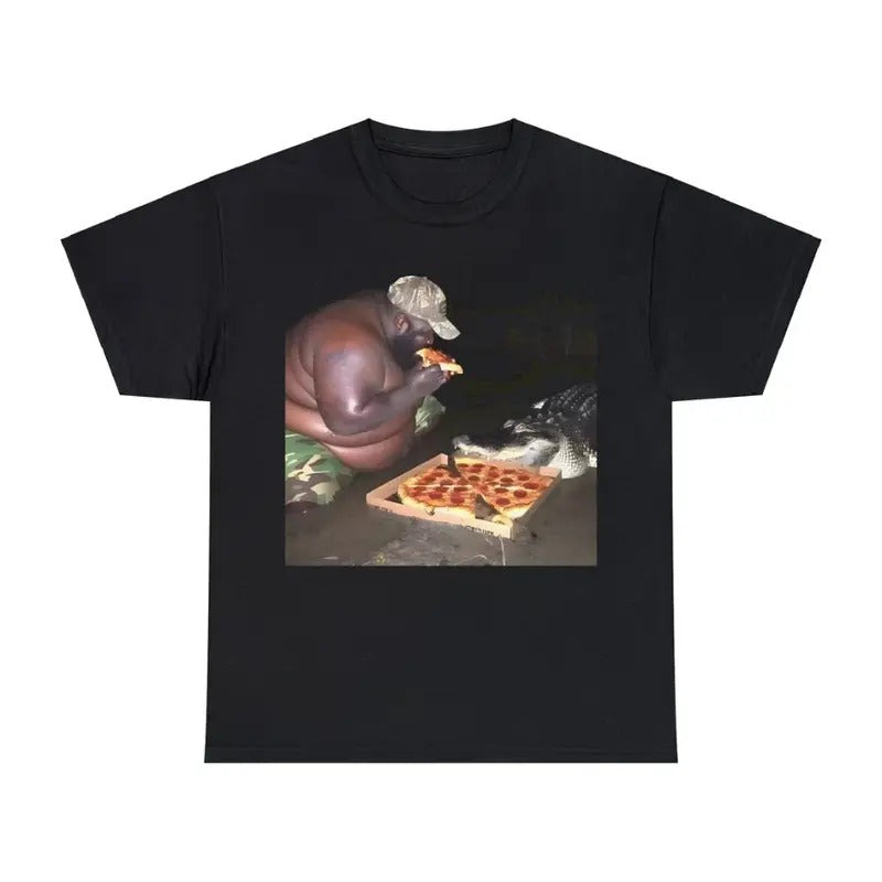 Gumbo Slice Eating A Slice Of Pizza An Alligator At Swamp Shirt, Meme Shirt, Funny Shirt, Crocodile shirt, croc, unique shirt