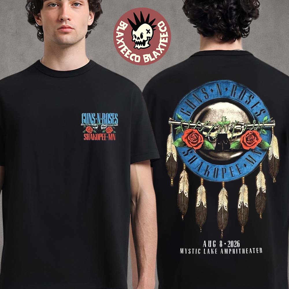 Guns N Roses Shakopee MN 2026 Event Tee At Mystic Lake Amphitheater On August 8 2026 Two Sided T-Shirt