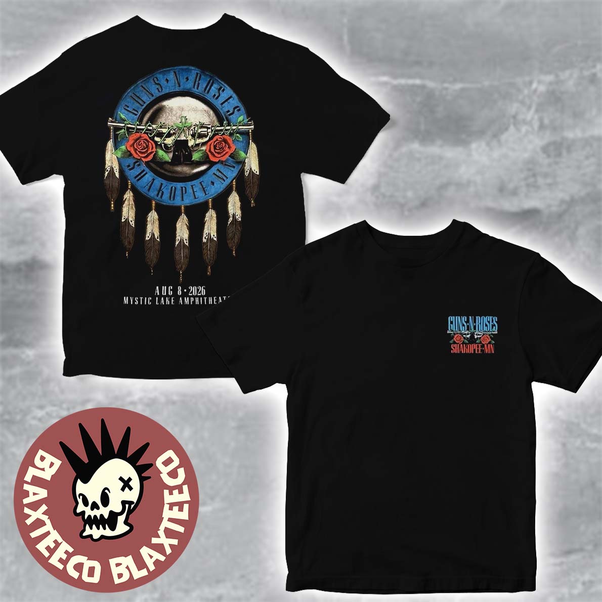 Guns N Roses Shakopee MN 2026 Event Tee At Mystic Lake Amphitheater On August 8 2026 Two Sided T-Shirt