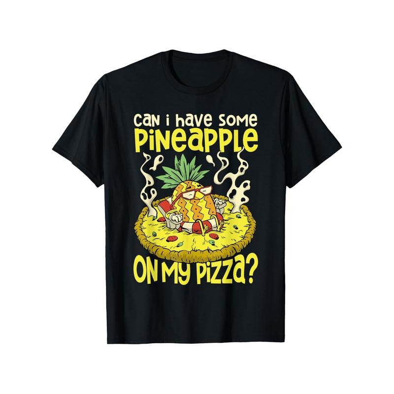 Hawaiian Pizza & Pineapple Print Cotton T-Shirt - Breathable, Comfort Fit for Men & Women | Perfect Gift for Thanksgiving...