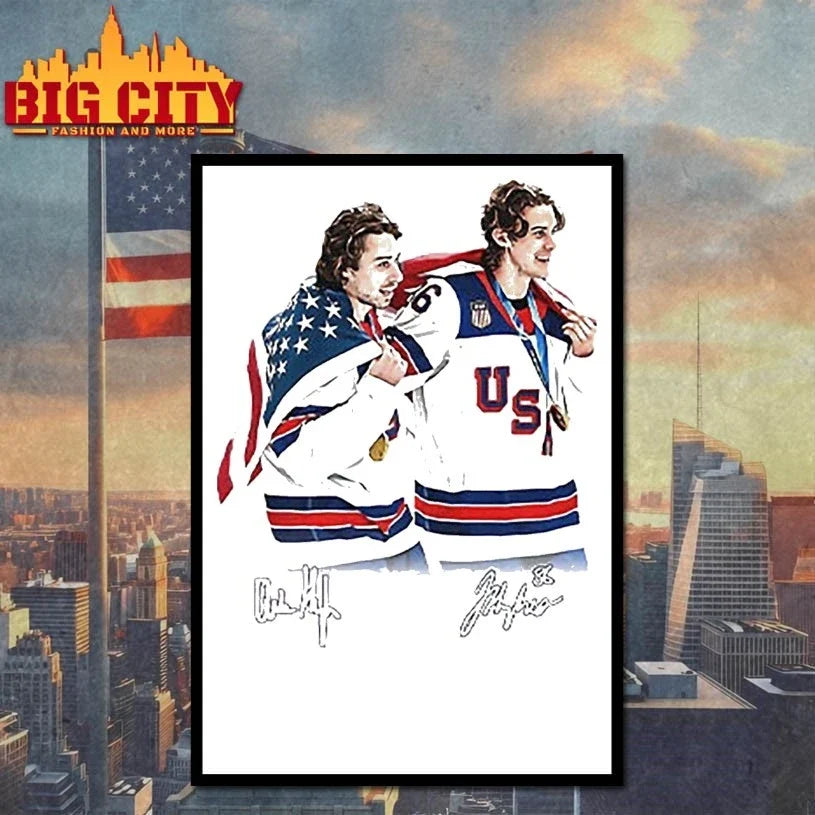Hughes Brotherhood Team USA Hockey signatures Unisex