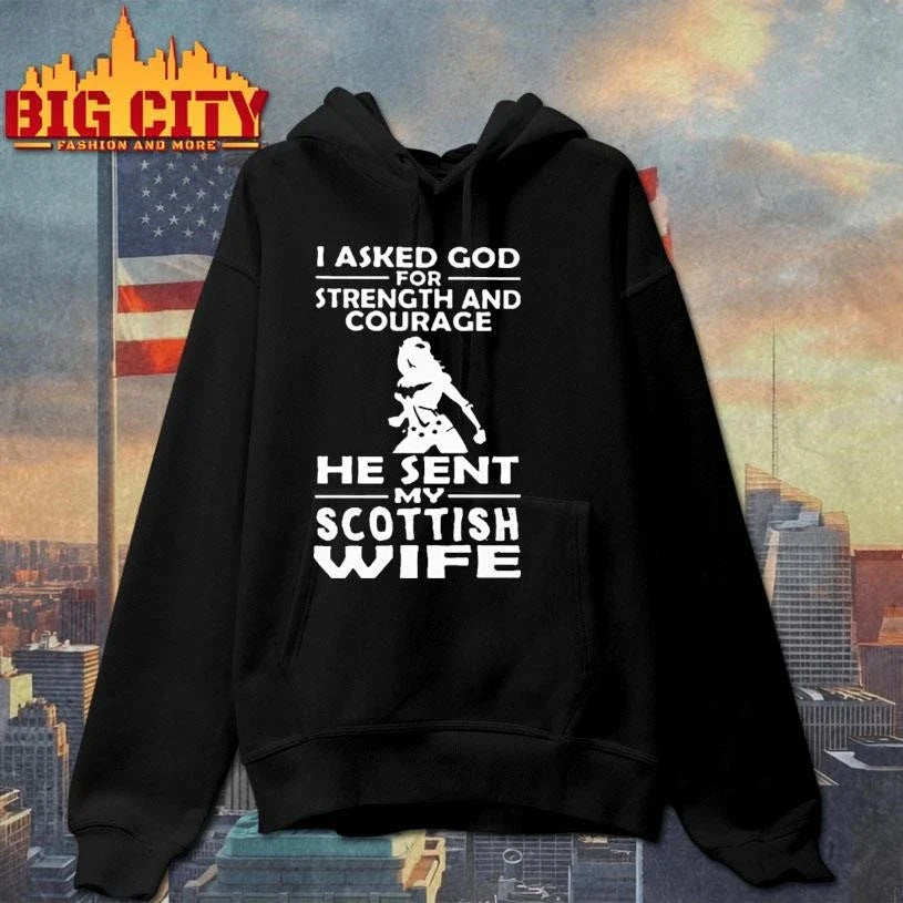 I Asked God For Strength And Courage He Sent My Scottish Wife Wonder Woman Graphic Shirt Unisex