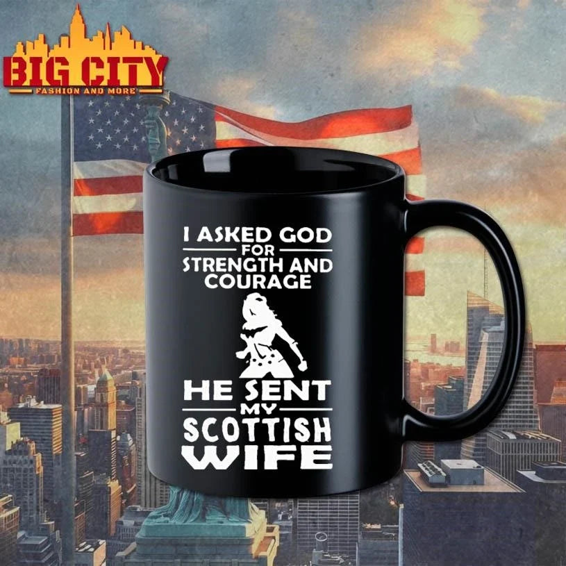 I Asked God For Strength And Courage He Sent My Scottish Wife Wonder Woman Graphic Shirt Unisex