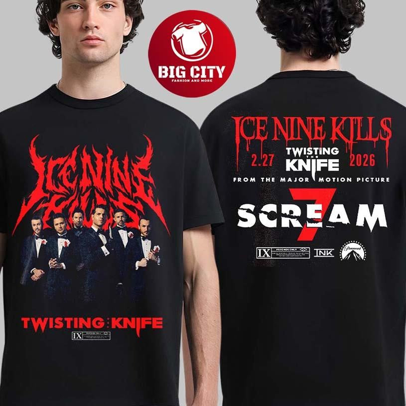 Ice Nine Kills X Scream 7 Nightmare On The Knife Part One Twisting The Knives Opening Knife Two Sided Shirt
