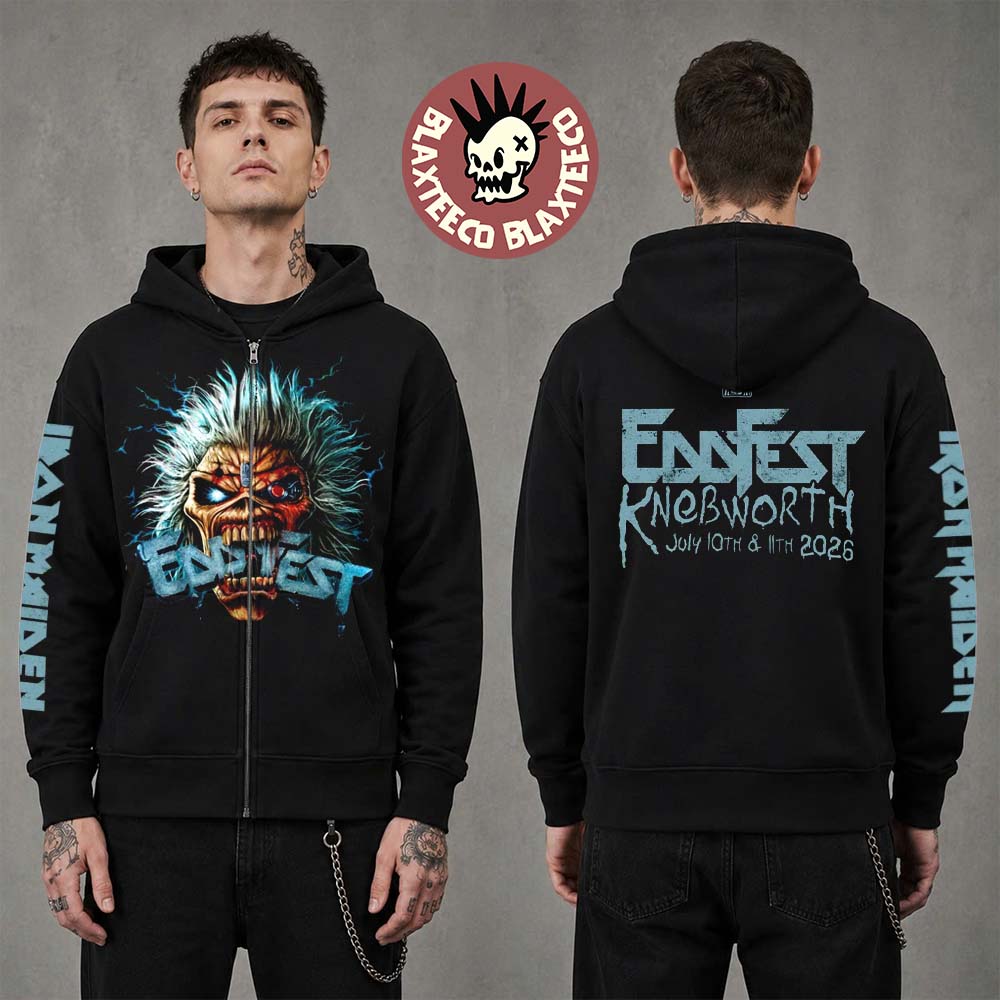 Iron Maiden EddFest 2026 Knebworth Merch On July 10 And 11 2026 Eddie Head Zip Up Hoodie