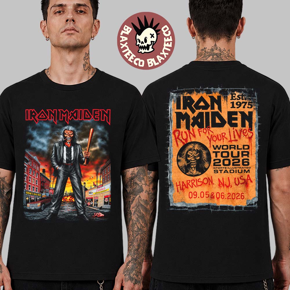 Iron Maiden Harrison NJ 2026 Event Tee Live At Sports Illustrated Stadium On September 5 6 2026 Eddie The Gangster Two Sided T-Shirt