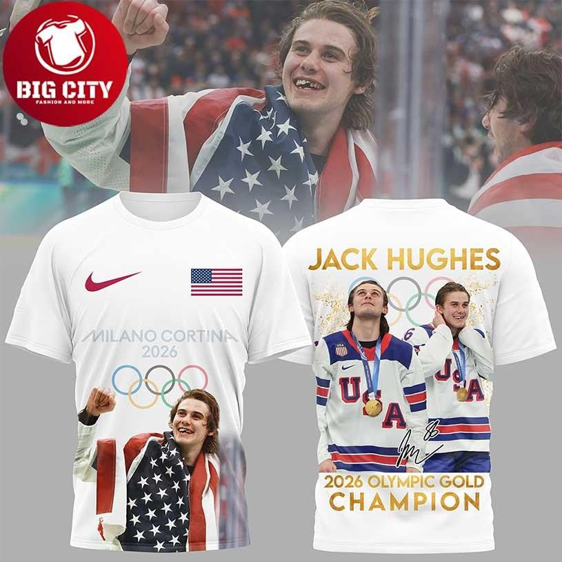 Jack Hughes Team Usa 2026 Olympic Gold Medalist Milano Cortina Two Sided Shirt Unisex