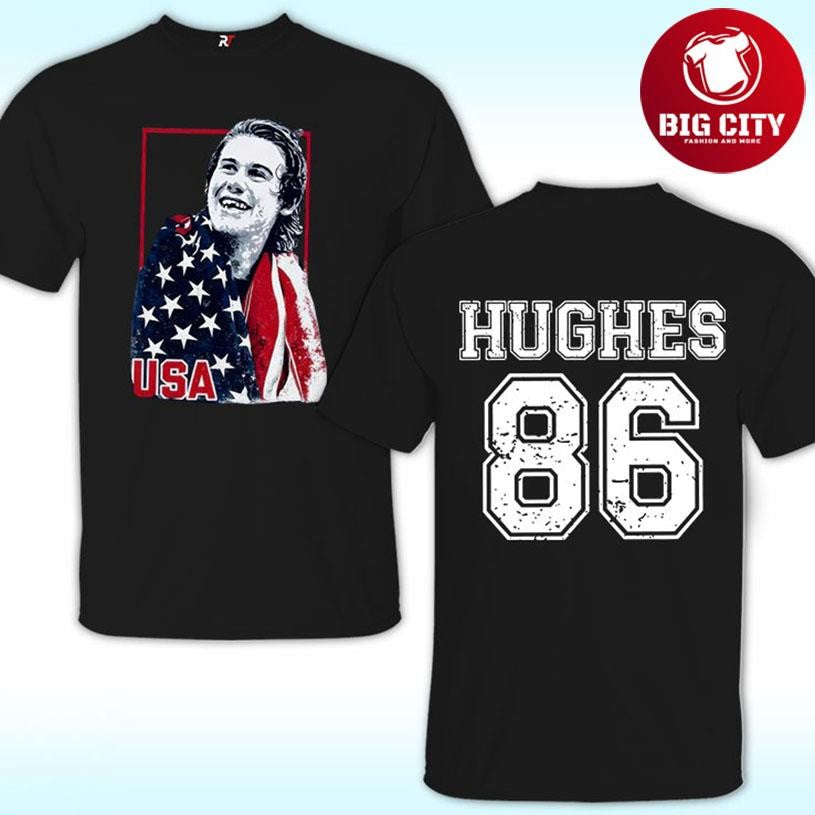 Jack Hughes USA Hockey Patriotic Hockey Two Sided Shirt Unisex