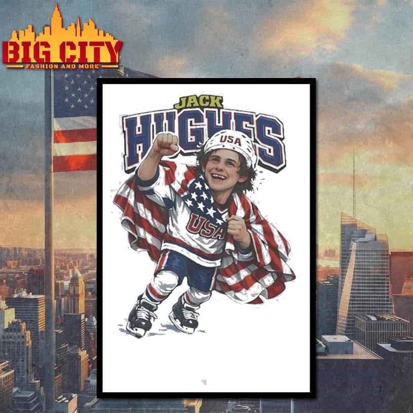 Jack Hughes USA Men’s Hockey caricature Shirt Unisex