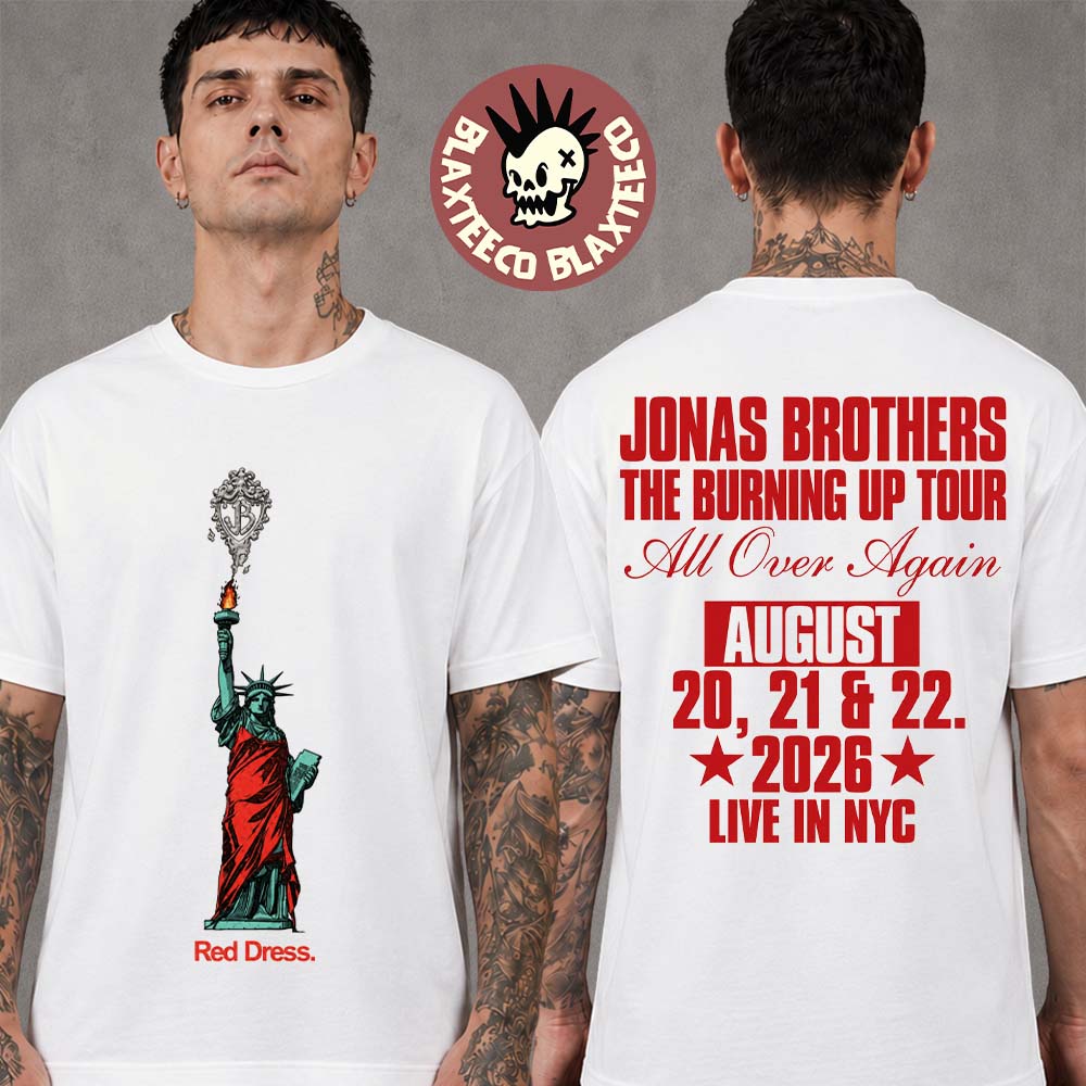 Jonas Brothers MSG Madison Square Garden 2026 Pop Up Merch Tee In New York City On August 20-22 2026 Red Dress T-Shirt