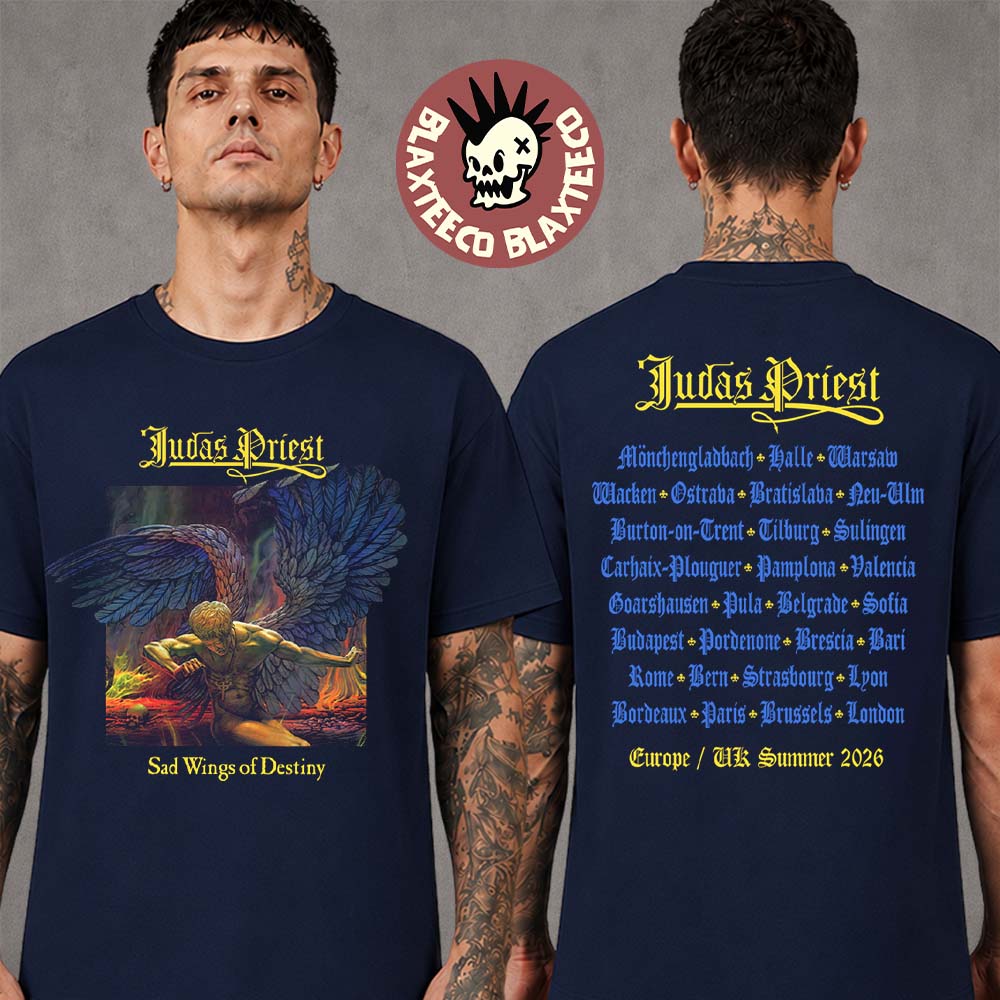 Judas Priest Faithkeepers Europe UK Summer 2026 Tour Merch Sad Wings Of Destiny Itin T-Shirt