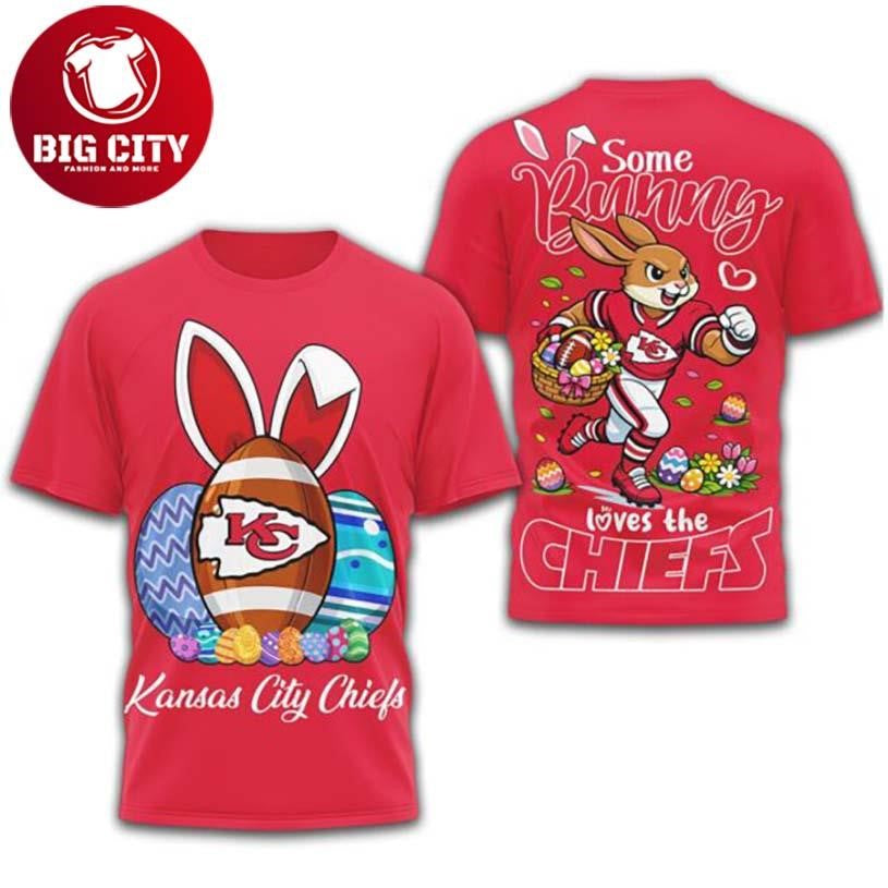 Kansas City Chiefs Some Bunny Loves The Chiefs Easter Graphic Two Sided Shirt Unisex