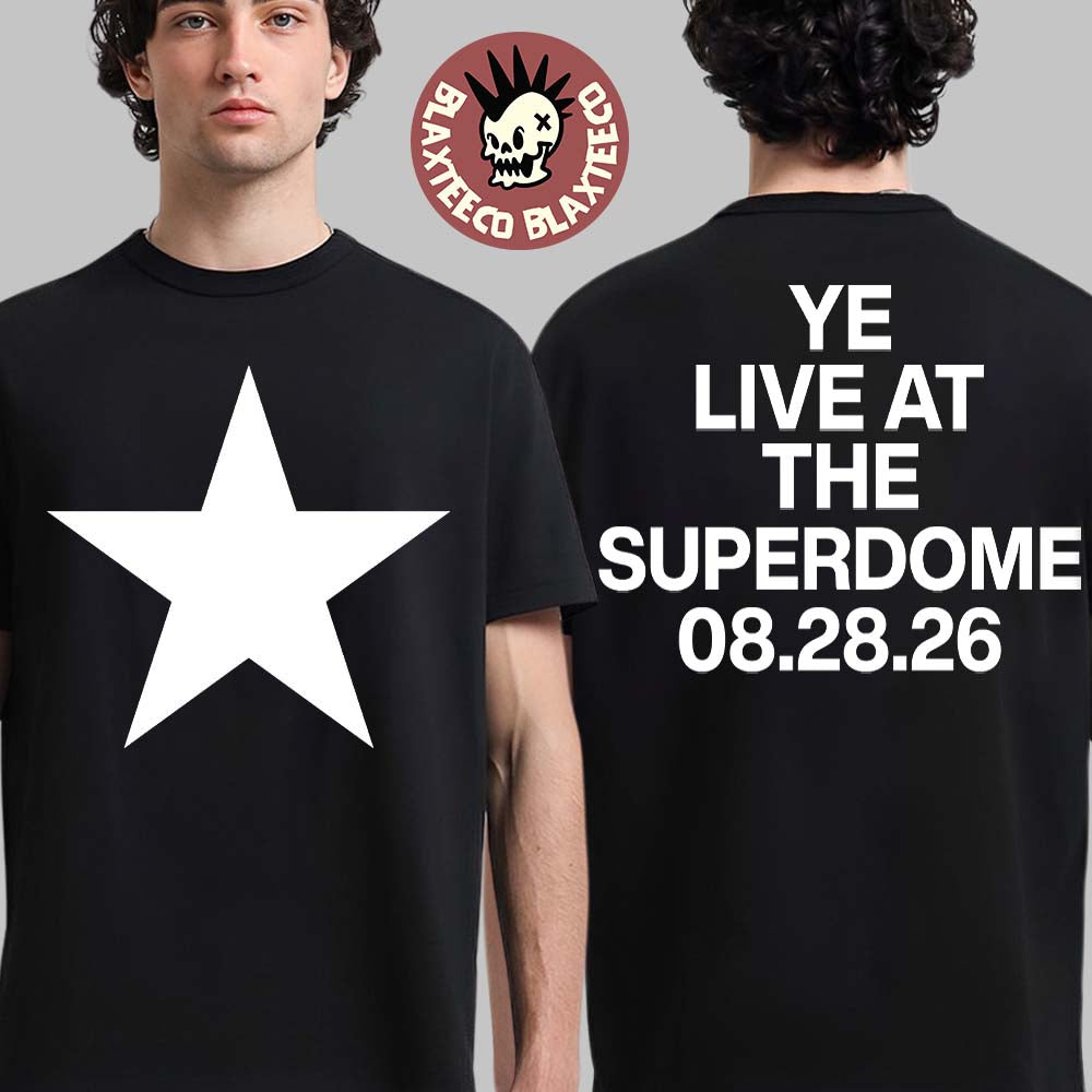 Kanye West Ye Live At The Superdome New Orleans LA 2026 Concert Merch On August 28 2026 Star Two Sided T-Shirt
