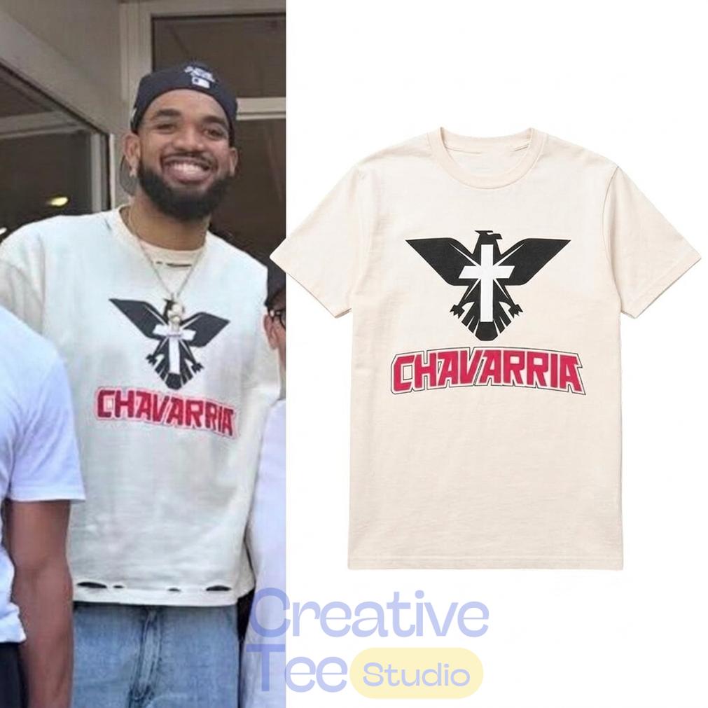 Karl-Anthony Towns in East Hampton Chavarria Eagle Cross Shirt