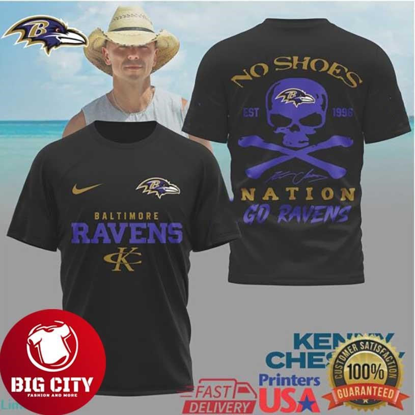 Kenny Chesney No Shoes Nation x Baltimore Ravens Graphic Two Sided Shirt Unisex