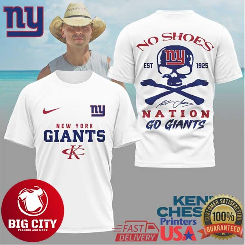 Kenny Chesney No Shoes Nation x New York Giants Football Two Sided Shirt Unisex