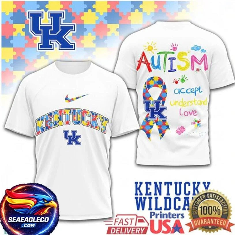 Kentucky Wildcats Autism Awareness Accept Understand Love Two Sided Shirt Unisex