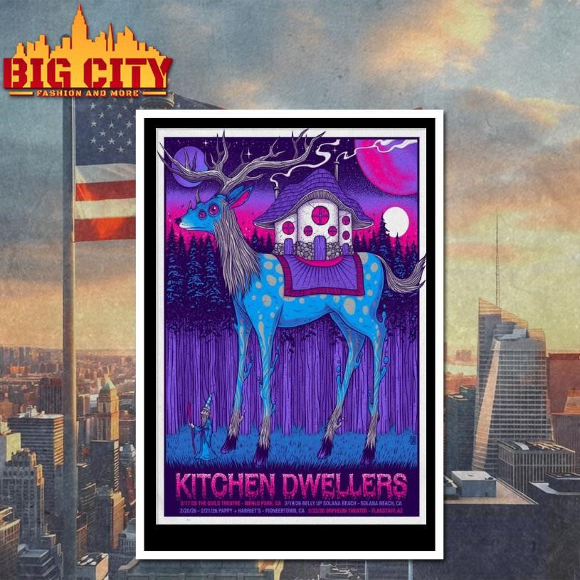 Kitchen Dwellers California Tour Feb 2026 Poster Shirt Unisex