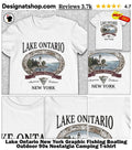 Lake Ontario New York Graphic Fishing Boating Outdoor 90s Nostalgia Camping shirt
