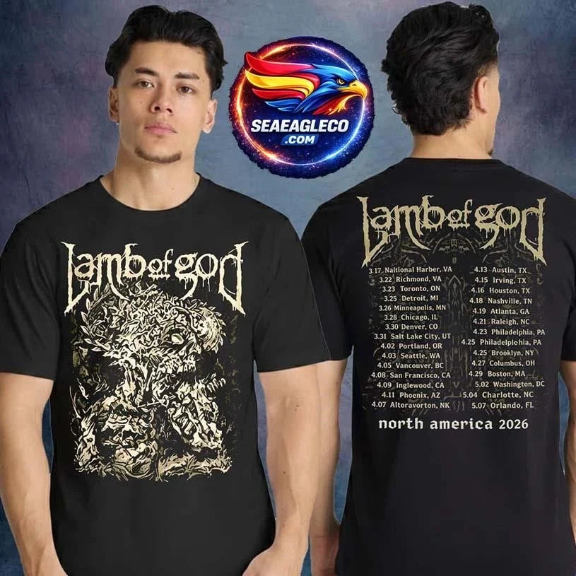 Lamb Of God Merch North America Tour 2026 Visual Void Tour Dates Two Sided Shirt Unisex