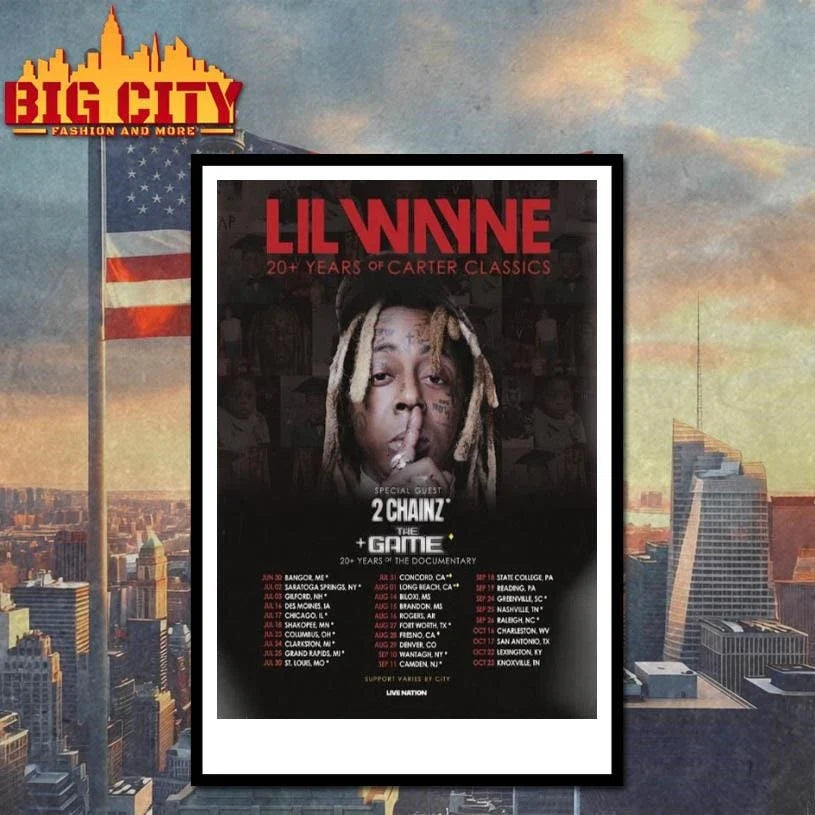 Lil Wayne 20 Years Of Carter Classics North America 2026 Schedule Venue Dates Poster Shirt