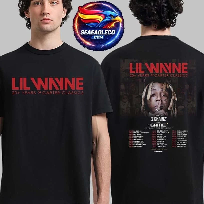 Lil Wayne 20 Years Of Carter Classics North America Tour Schedule Dates Two Sided Shirt Unisex