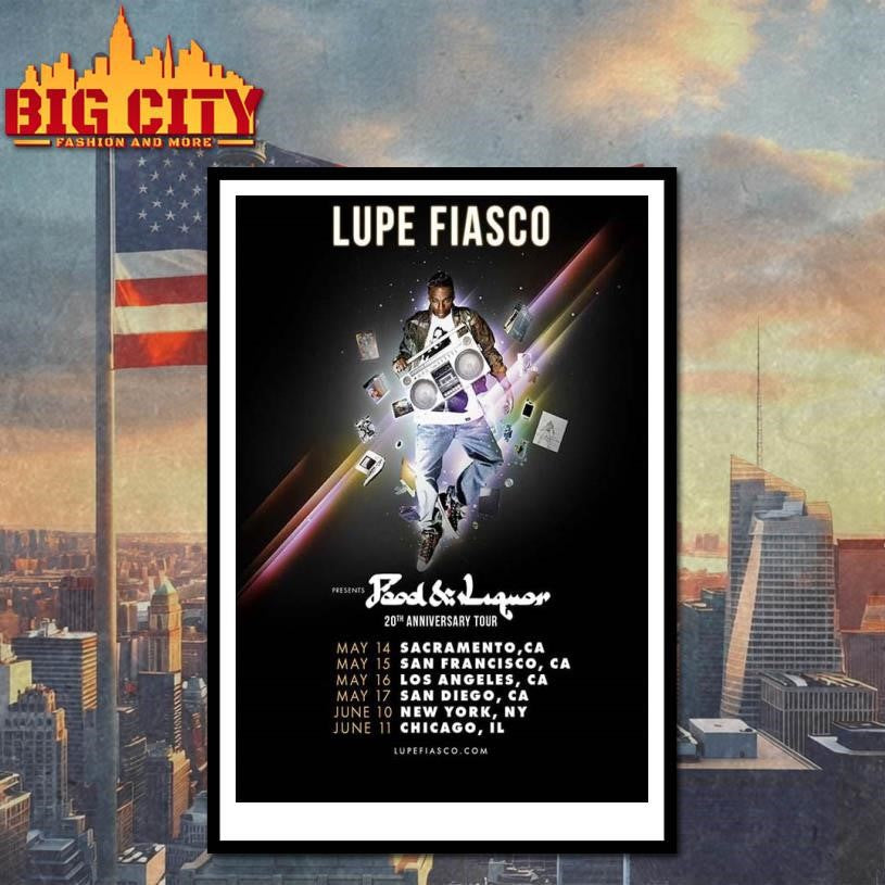 Lupe Fiasco Food And Liquor 20th Anniversary Tour Poster Shirt Unisex