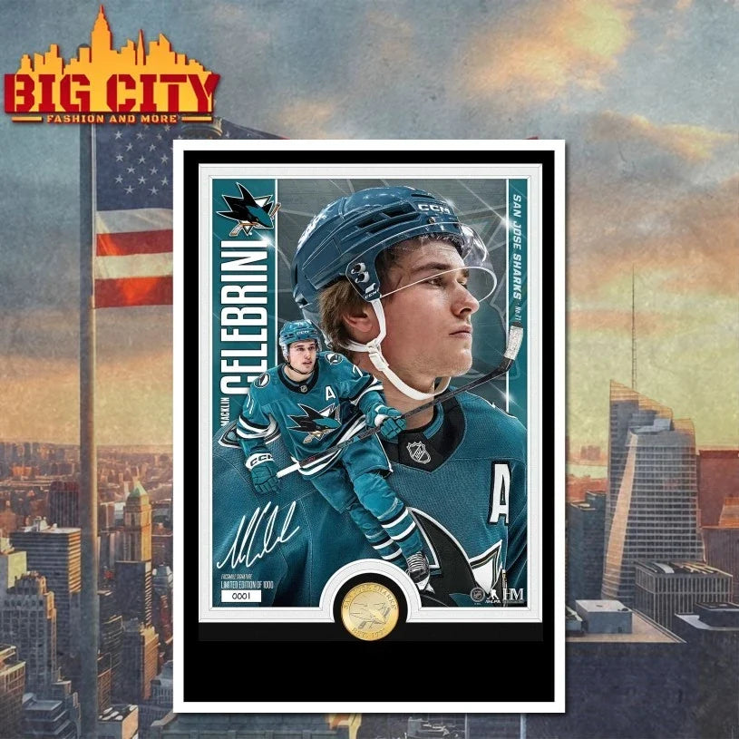 Macklin Celebrini San Jose Sharks Highland Mint poster Unisex