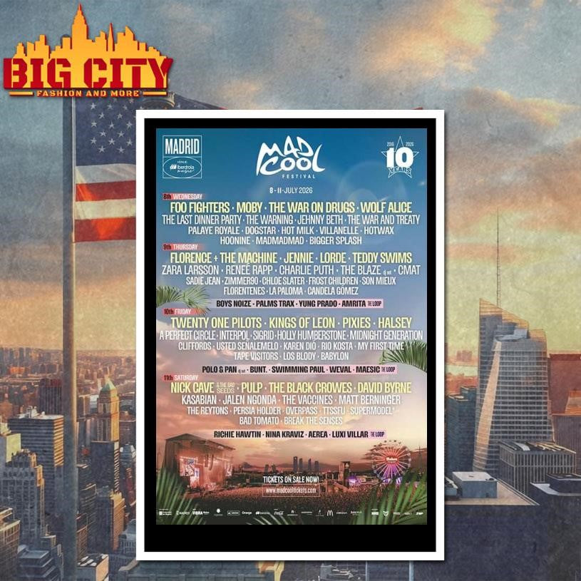 Mad Cool Music Festival On July 8-11 2026 Poster Shirt Unisex