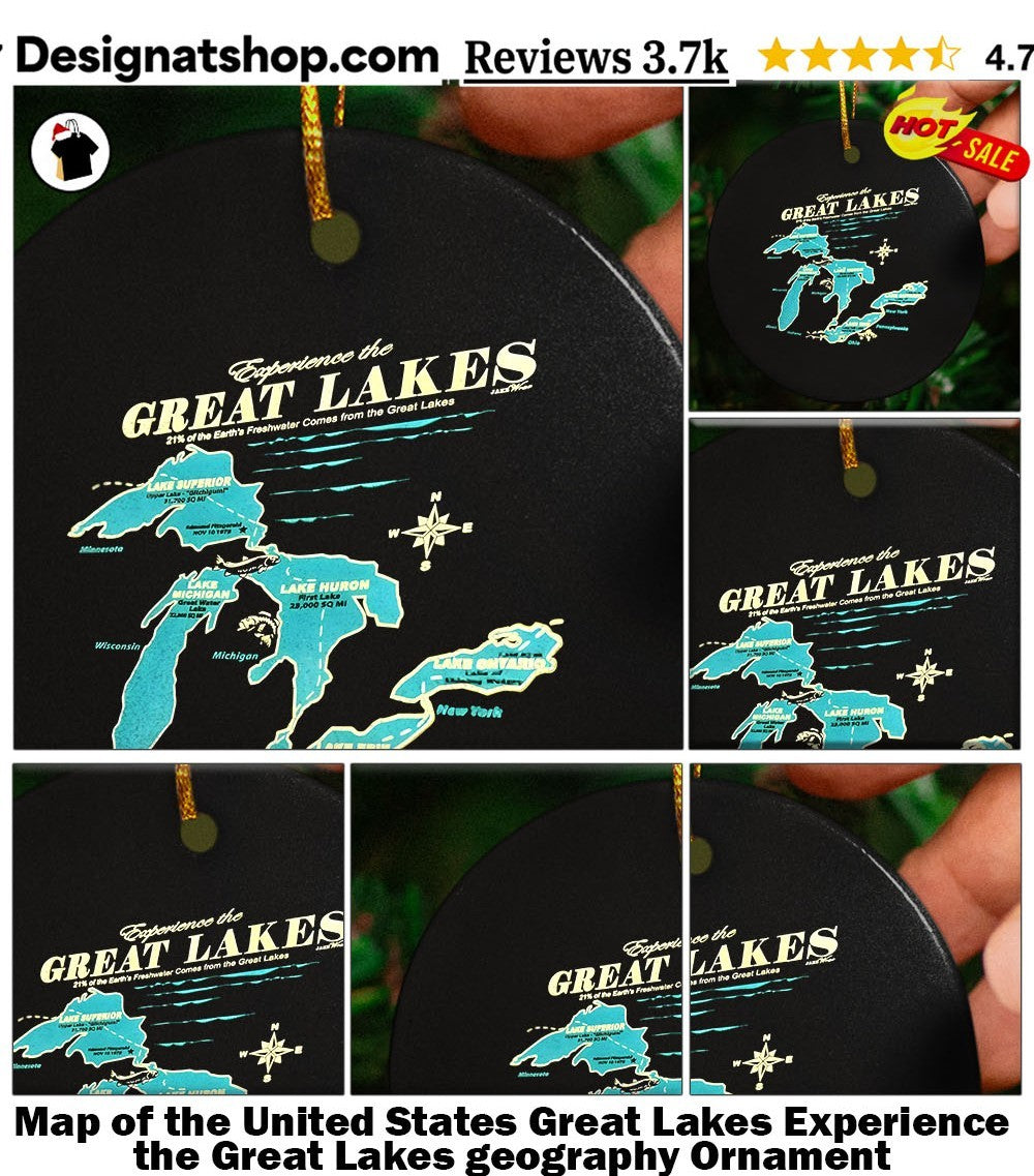 Map of the United States Great Lakes Experience the Great Lakes geography shirt