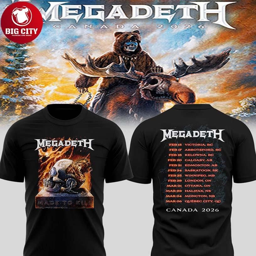 Megadeth Tour 2026 Canada Celebration Two Sided Shirt Unisex