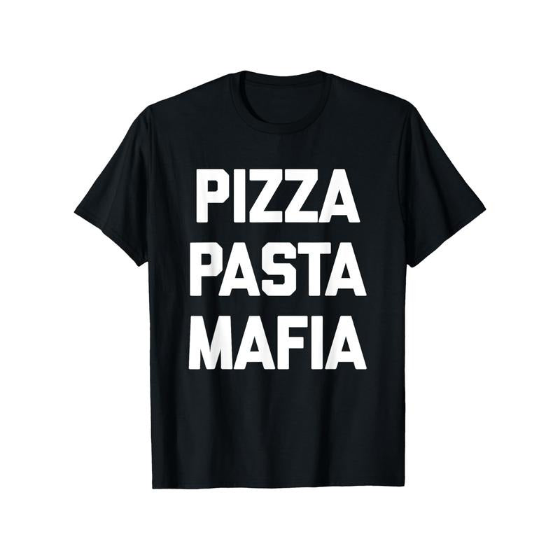 Men's 100% Cotton Pizza & Pasta Mafia Graphic Tee - Casual, Comfortable Short Sleeve T-Shirt with Round Neck for Casual...