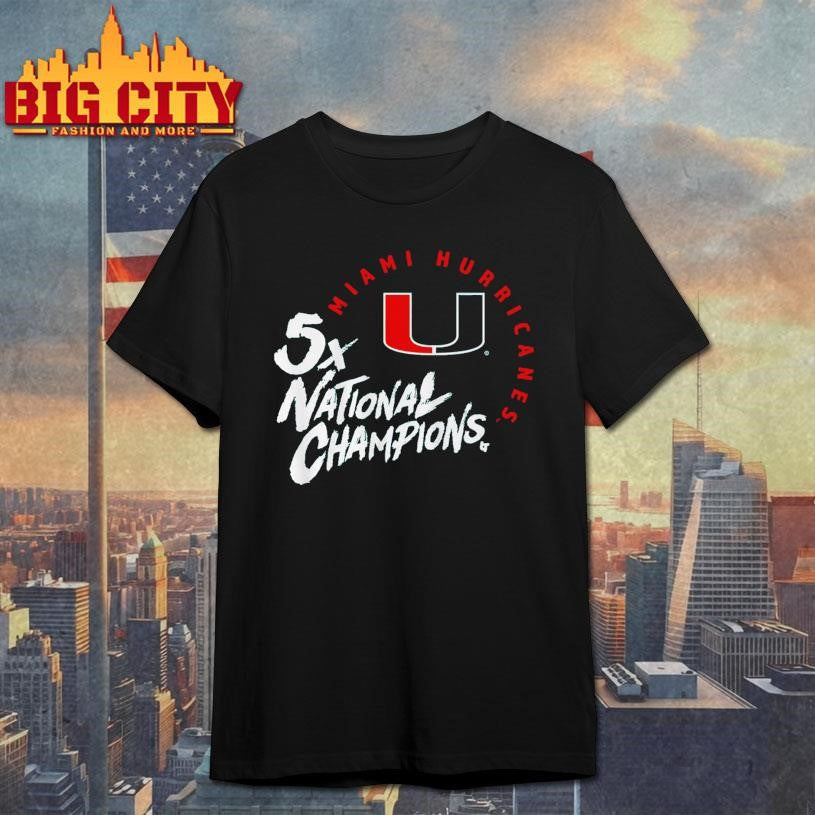 Miami Football Five-Time National Champions Shirt Unisex