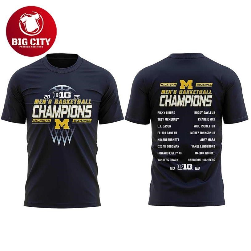 Michigan Wolverines Basketball 2026 Big Ten Regular Season Two Sided Shirt Unisex
