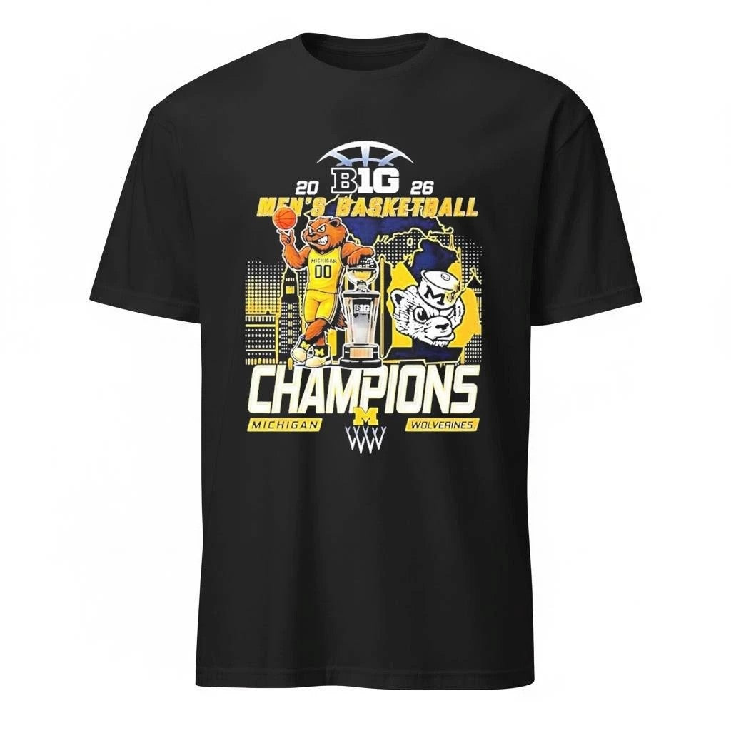 Michigan Wolverines Men’s Basketball B1G Big 10 Conference 2026 Champions Mascot Shirt
