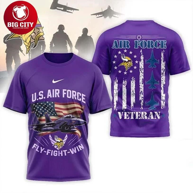 Minnesota Vikings 2026 US Air Force Fly Fight Win Veteran Special Edition Two Sided Shirt Unisex