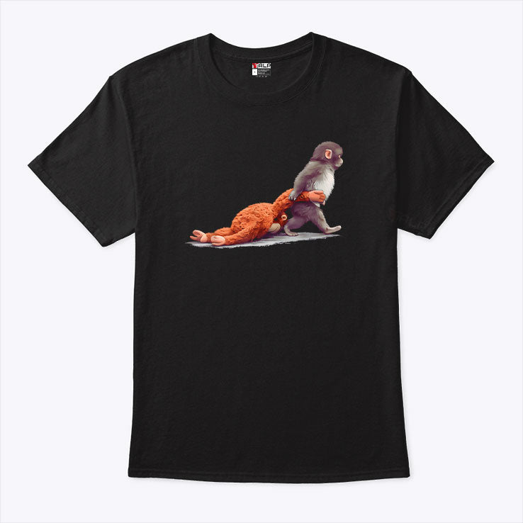 Monkey Punch Baby Monkey Holding Plush Toy T Shirt Unisex