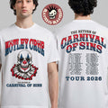 Motley Crue The Return Of Carnival Of Sins Tour 2026 Merch The Death Clown With Dates Back T-Shirt