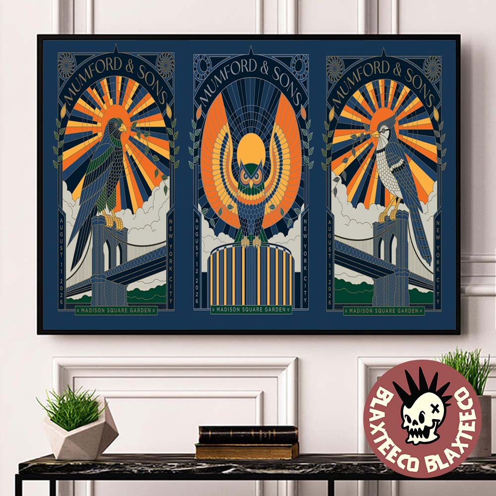 Mumford And Sons New York City 2026 Night 1 2 3 Combined Event Poster At Madison Square Garden MSG On August 11 12 3 2026 Poster Canvas