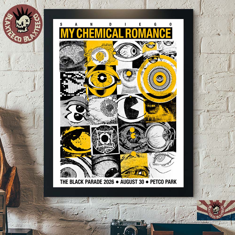 My Chemical Romance San Diego CA 2026 City Exclusive Merch Poster Live At Petco Park August 30 2026 SDCC Theme Home Decor Poster Canvas