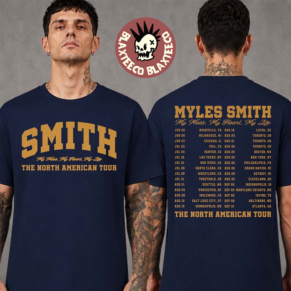 Myles Smith My Mess My Heart My Life 2026 Tour North America Merch Logo Navy T-Shirt