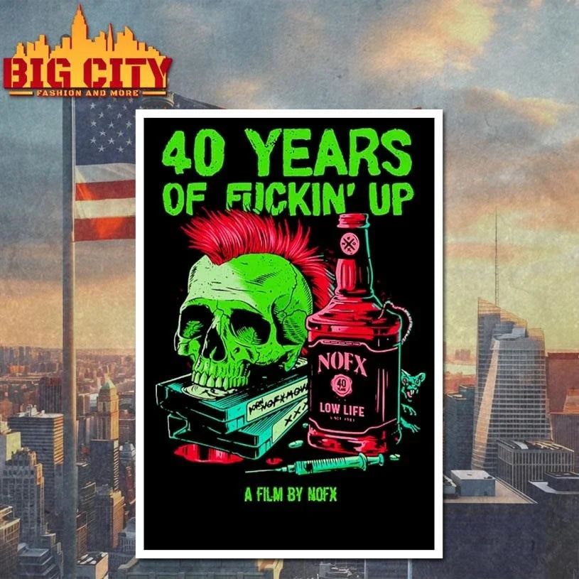 NOFX 40 Years Of Funkin’ Up Film Bottle Skull Shirt Unisex