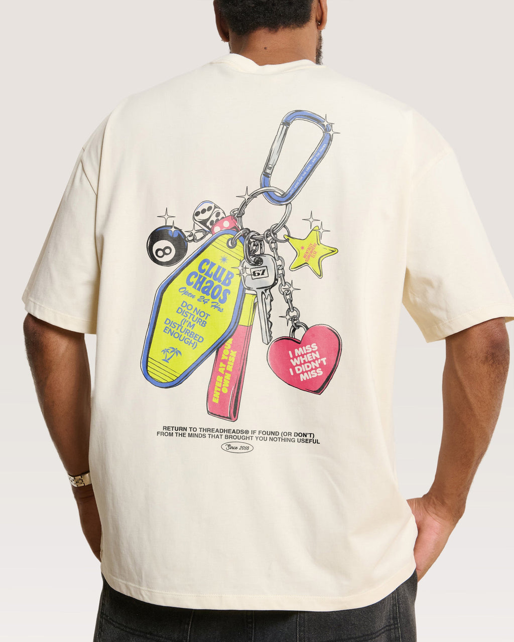 Club Chaos Key Chain Oversized Tee Unisex