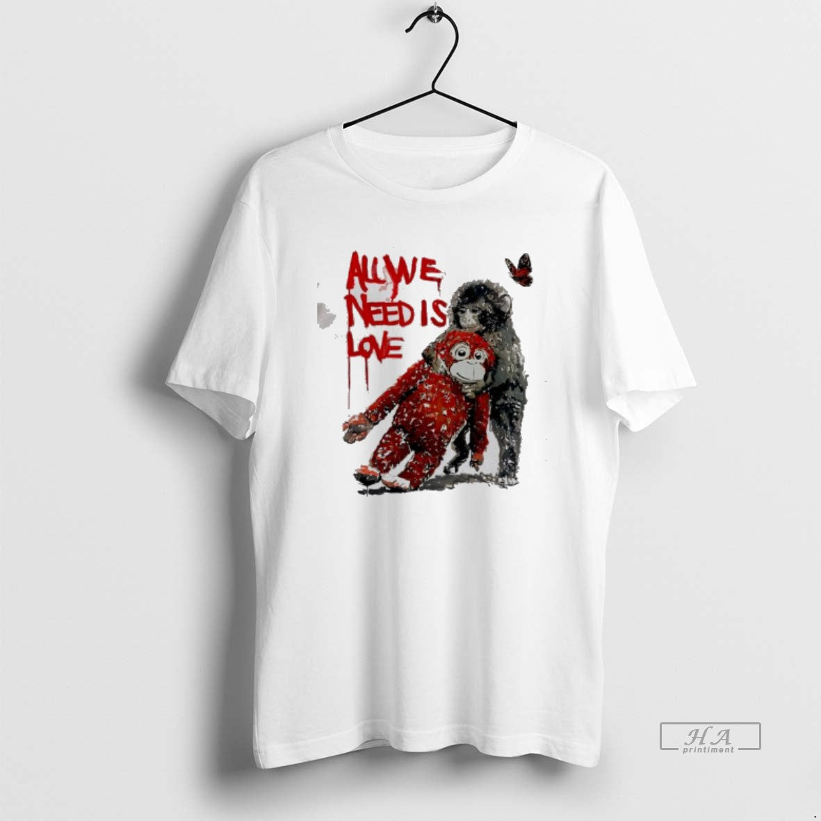 Official All We Need Is Love Punch Monkey Hugging Red Doll Unisex