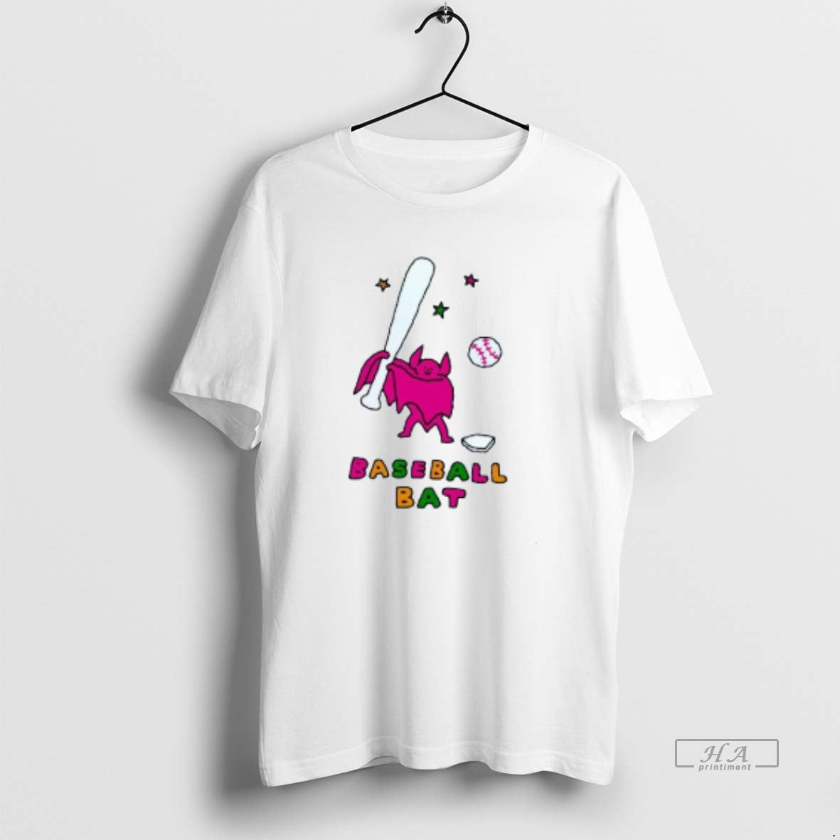 Official Baseball Bat Caroon Mens White Tee Unisex